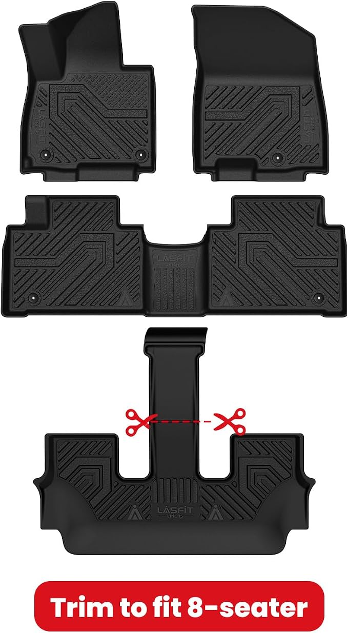 LASFIT Floor Mats for Kia Telluride 2027 (Only Fit Hybrid, Not Fit Gas), All Weather TPE Custom Fit Floor Liners 1st & 2nd & 3rd Row Car Mats Accessories, Black