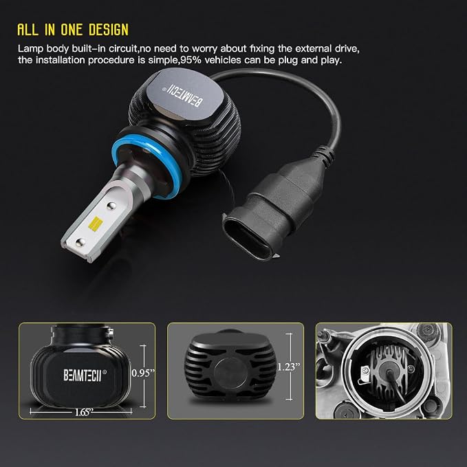 BEAMTECH Bulbs, 9005 H11 Combo Fanless 300% Brighter Fog Light, 4 Bulbs