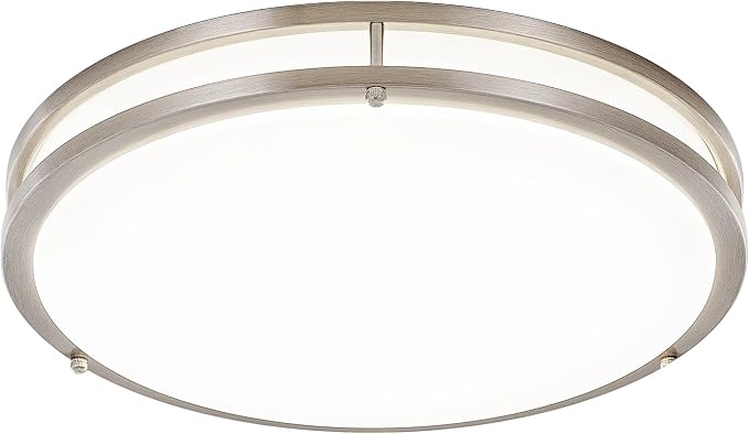 DLLT Flush Mount LED Ceiling Light: 16 Inch 5CCT (3000K-6000K) & Dimmable Ceiling Light Fixtures for Bedroom Hallway - 36W Modern Brushed Nickel Super Bright Kitchen Lighting Fixtures Ceiling