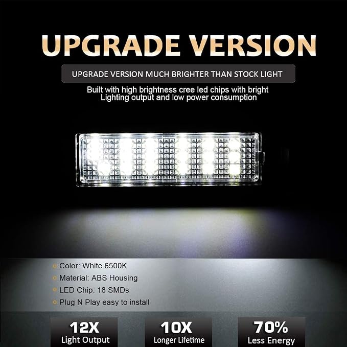 D-Lumina LED License Plate Light Tag Lamp Assembly Compatible with 2015-2023 Dodge Charger Challenger Chrysler 300 Pacifica and Compass, Powered by 18-SMD Xenon White LED 6500K 1-Pieces