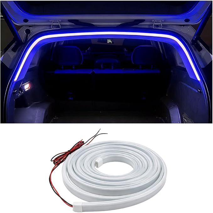 Car Trunk LED Light Strip, 157.5" Flexible Embedded Silicone Vehicle Interior Cargo Area Ambient Lighting, Automotive Trunk LED Light Strip Decor, Universal for SUV Van Truck (Blue)