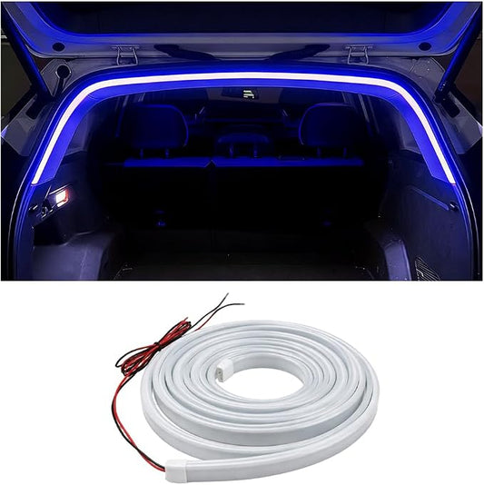 Car Trunk LED Light Strip, 157.5" Flexible Embedded Silicone Vehicle Interior Cargo Area Ambient Lighting, Automotive Trunk LED Light Strip Decor, Universal for SUV Van Truck (Blue)