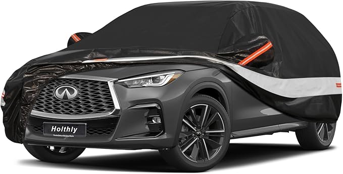 10 Layers SUV Car Cover Custom Fit for Infiniti QX50 QX55 (2021-2026), Waterproof All Weather for Automobiles, Outdoor Full Cover Sun Dust Rain Protection with Cotton. Black