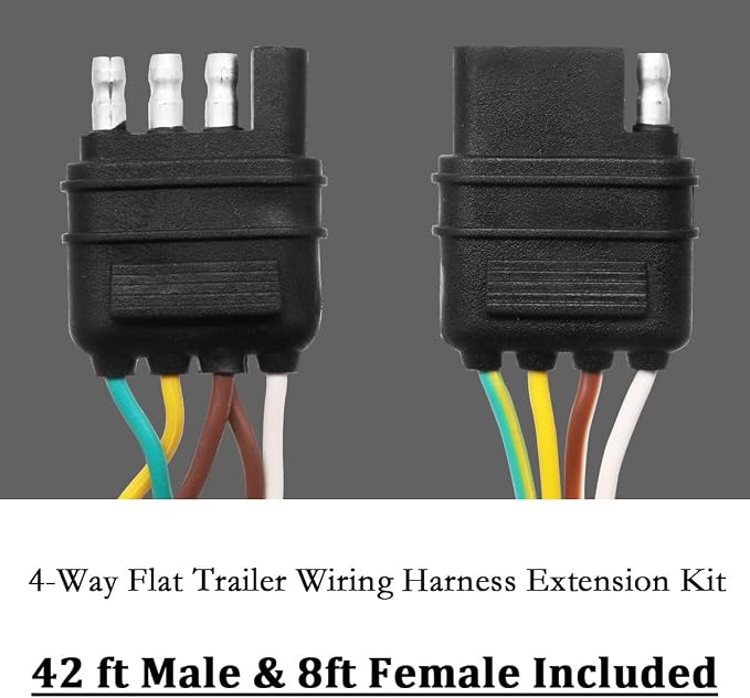 50ft 5 Wire 4Pin Trailer Wiring Harness,Extended Length Trailer Wiring Kit,4-Way Trailer Light Wire for Trailers RV Boat Marine