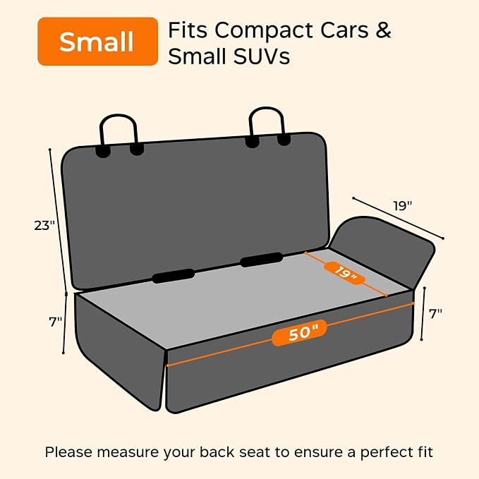 URPOWER PU Leather Dog Car Seat Cover for Back Seat, Waterproof Non-Slip Bench Seat Protector for Dogs, Easy-Clean Scratch-Resistant Pet Seat Cover for Compact Cars Small SUVs