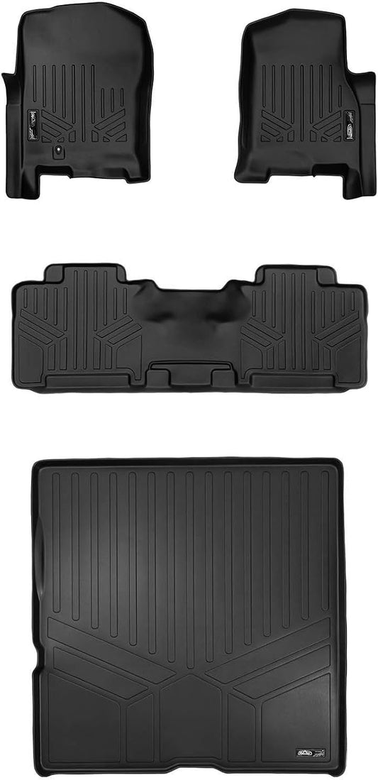 SMARTLINER Floor Mats and Cargo Liner Behind 2nd Row Set Compatible with 2007-2010 Ford Expedition