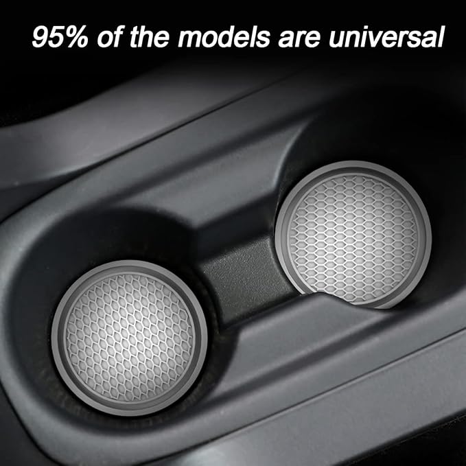 XINLIYA Car Cup Holder Coaster, 4 Pack 2.76 Inch Diameter Non-Slip Universal Insert Coaster, Durable, Suitable for Most Car Interior, Accessory for Women and Men (Light Gray)