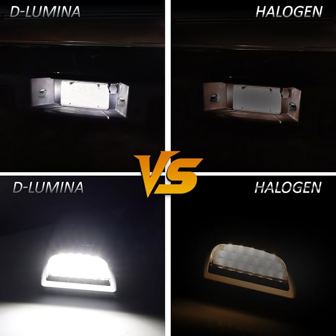 D-Lumina Chrome LED License Plate Lights Assembly Housing Compatible with 1999-2013 Chevy Silverado GMC Sierra 1500 2500 3500 HD Suburban Tahoe Cadillac Escalade EXT Yukon XL, 6000K White 2-Pieces