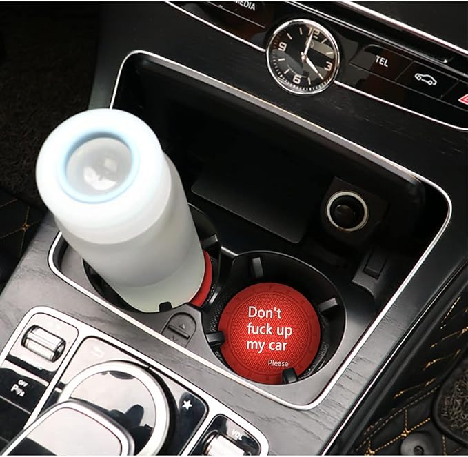 8sanlione Car Cup Coaster, 4Pcs 2.75 Inch Auto Cup Holder Insert Coasters, Non-Slip Waterproof Embedded Drink Mat, Automotive Interior Accessories for Men and Women (D Red/4PCS)