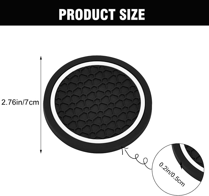 4PCS Car Cup Holder Coasters, 2.75 Inch Non-Slip Insert Water Bottle Holder Pads, Dustproof Automotive Interior Accessories Mat, Universal for Vehicles, Trucks, RVs and More (White)