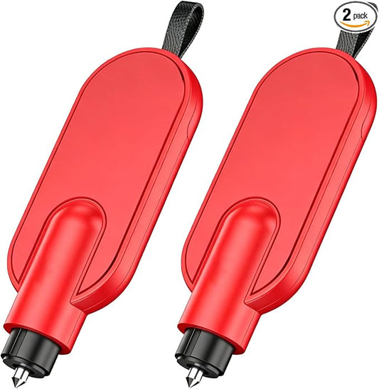 Terrastrike Car Escape Tool, Upgraded Car Escape Tool – 2-Pack Emergency Safety Hammer (Red(2 Pack))