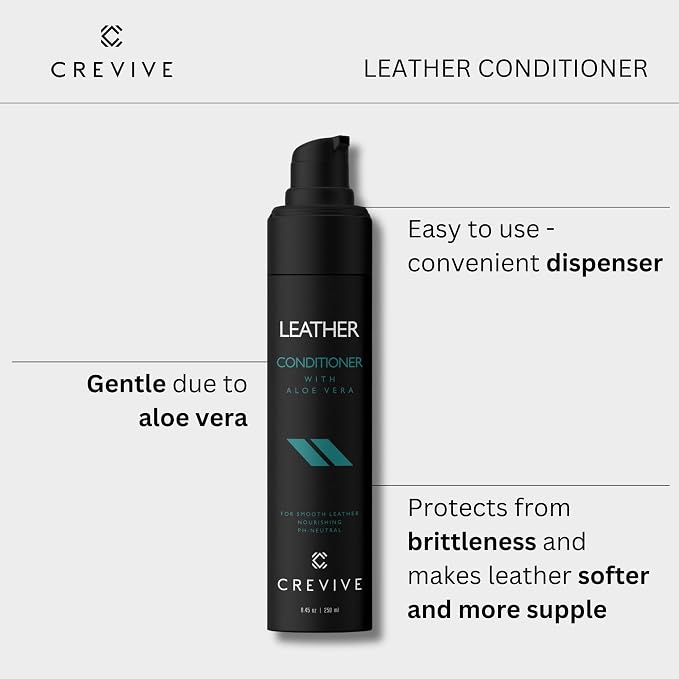 Car Leather Cleaner and Conditioner, Leather Care Kit for Car Interior | Car leather seat cleaner & leather conditioner for car seats with Aloe Vera, steering wheel & upholstery, restores softness