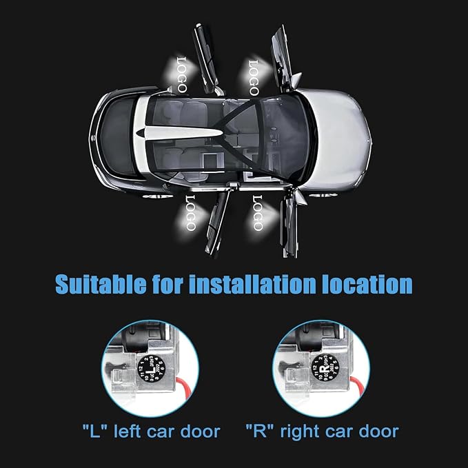 Upgraded Door Logo Lights, Compatible with Model Y 3 X S, Aluminum Alloy Welcome Lights, Never-Fade HD Projection Puddle Lights, Easy Plug & Play Installation Car Accessories（4PCS）