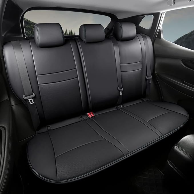 AOMSAZTO Custom Fit Seat Cover for Nissan Rogue Regular 2014-2020 | (Not for Hybrid &Sport) 2014 2015 2016 2017 2018 2019 2020 Full Set Faux Leather Rogue Seat Cover Protector Black