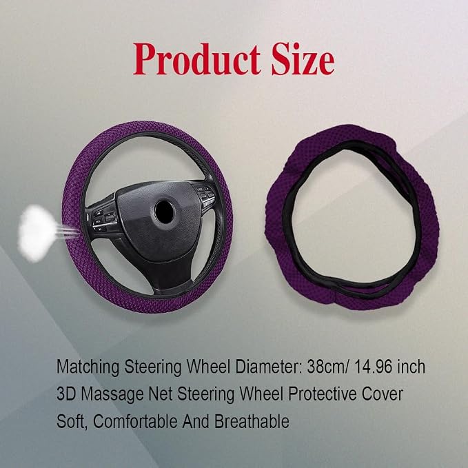 HAOBO Elastic Stretch Steering Wheel Cover, 15 Inch Automotive Steering Wheel Cover, Comfy Breathable Stretch Steering Wheel Protector, Ice-Silk Cloth Polyester Steering Wheel Cover for Men Women