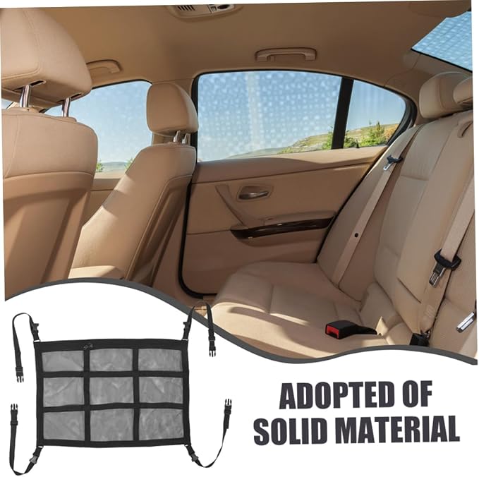 Car Ceiling Cargo Net Organizer Dual-Zipper Mesh Pouch for SUV Van Storage Overhead Accessory for Travel Essentials Umbrellas More