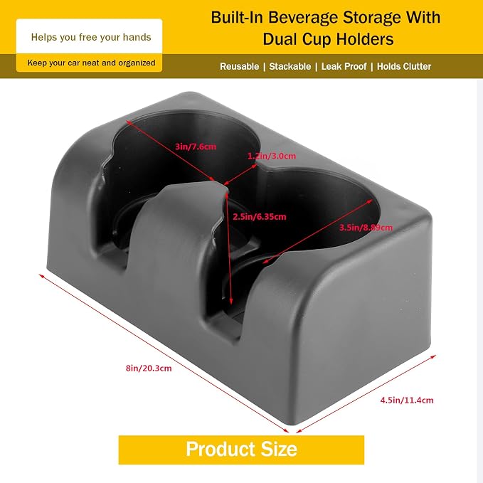 Car Cup Holder, Automotive Cup Holders, 89039574 Bench Seat Cup Holder Dual Cupholder Insert Drink Storage Fit for Colorado 2004‑2012