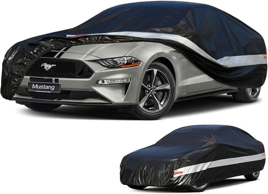 10 Layers Car Cover Custom Fit for Ford Mustang, Shelby, GT350, GT500 (1964-2026) Waterproof All Weather for Automobiles, Outdoor Full Cover Sun UV Rain Protection.Black