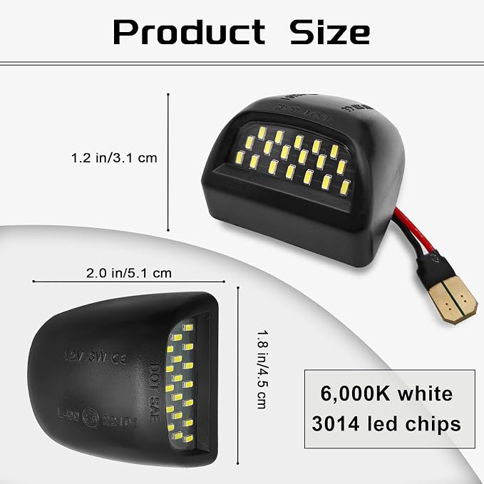 2PCS LED License Plate Light Tag Lamp, Compatible with Chevy Silverado 1500 2500 3500 Escalade Suburban GMC Tahoe Sierra Yukon XL