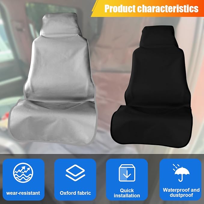 ZIMISI Waterproof Car Seat Cover, Dustproof Sweatproof Car Seat Protector, Washable Bucket Front Seat Covers, Universal Automotive Interior Accessories for Cars, SUVs, Trucks (Grey)