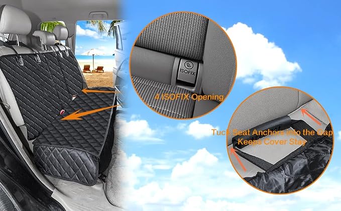 ANOSOSPECIAL Dog Car Seat Cover for Back Seat, Waterproof X Large Rear Seat Protector for Pet Auto SUV Truck (XL, Black)