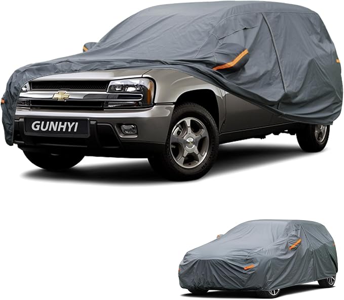 GUNHYI Premium Car Cover Custom Fit Chevrolet Trailblazer EXT(2001-2010), 16 Layers Heavy Duty Car Cover Waterproof All Weather with Zipper Door for Sun Rain Snow Dust Uv Protection
