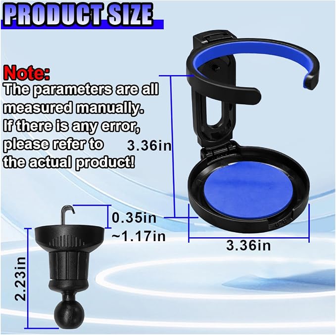 Car Air Vent Cup Holder Auto Ashtray Holder, Adjustable Drink Holder Extender for Horizontal Vents, Universal Tool-Free A/C Vent Mount for Various Coffee, Water, Juice Cups in Car, Truck, SUV (Blue)