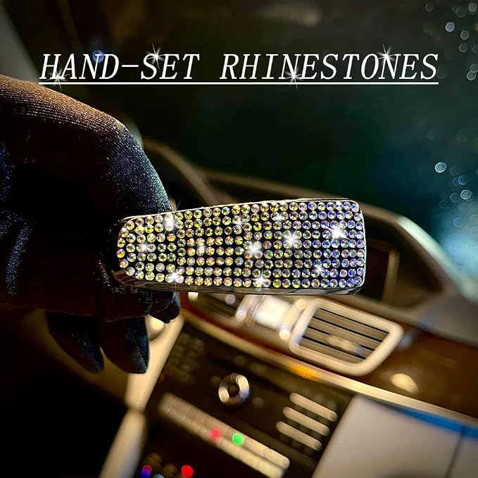 2PCS Bling Rhinestone Car Sun Visor Glasses Holders W/Anti-Scratch Sponge | Car Decoration for Women Girls,Ticket Card Clip Visor Organizer,Universal Rhinestone Auto Accessories
