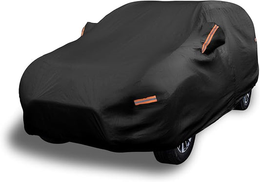 EzyShade Multi-Layer SUV Car Cover Waterproof All Weather - See Vehicle Size-Chart - Outdoor Full Exterior Covers for Automobiles - Heavy Duty Tarp Jeep Rav4 Trax CRV - Black, Size S0 (See SizeChart)