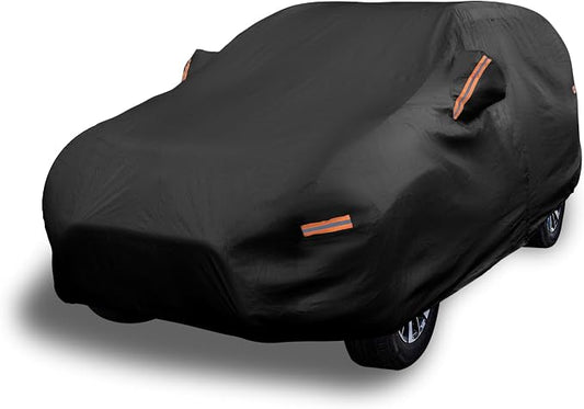 EzyShade Multi-Layer SUV Car Cover Waterproof All Weather - See Vehicle Size-Chart - Outdoor Full Exterior Covers for Automobiles - Heavy Duty Tarp Jeep Rav4 Trax CRV - Black, Size S2 (See SizeChart)