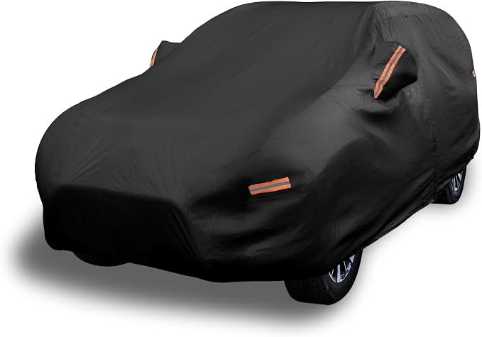 EzyShade Multi-Layer SUV Car Cover Waterproof All Weather - See Vehicle Size-Chart - Outdoor Full Exterior Covers for Automobiles - Heavy Duty Tarp Jeep Rav4 Trax CRV - Black, Size S1 (See SizeChart)