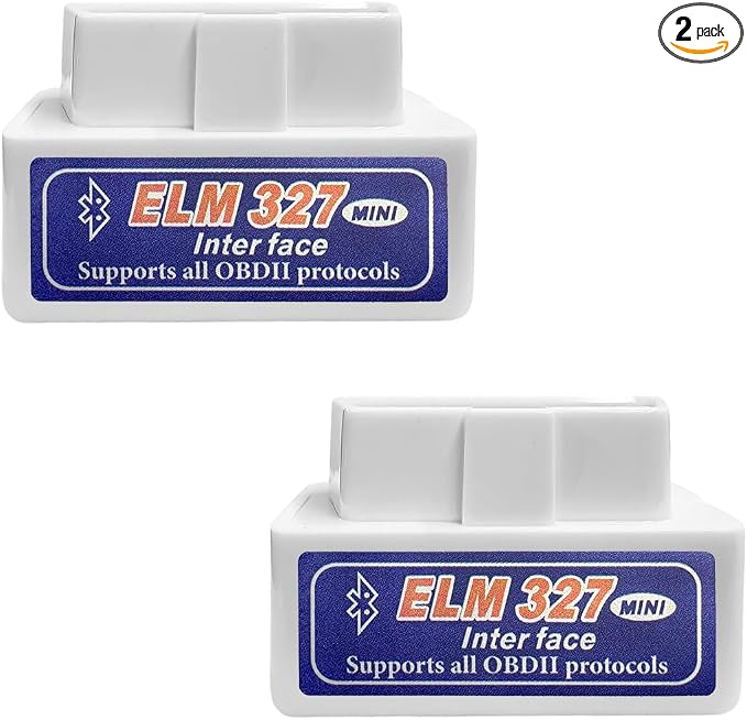 KVAEY 2 PCS OBDII Car Auto Diagnostic Scanner, ELM327 Automotive Bluetooth Scan Tool and Code Reader, Professional Car Bluetooth Engine Fault Code Reader, Universal Car Accessories (White & Blue)