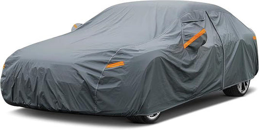 GUNHYI 16 Layers Car Cover Waterproof All Weather, Heavy Duty Outdoor Car Cover Universal Fit Sedan Toyota Avalon, Ford Taurus, Lincoln MKS/Continental, BMW 740i, Mercedes Benz S Class etc.