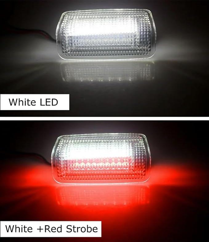 iJDMTOY White LED w/Red Strobe Feature Side Door Courtesy Light Assy Compatible With Lexus IS ES GS LS RX GX LX; Compatible With Toyota Avalon Sienna Venza Camry Prius 4Runner