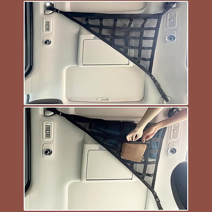 Car Ceiling Cargo Net for Buick Envision Plus 2021-2026 Car Roof Storage Mesh Bag Adjustable Roof Storage Organizer Double-Layer Mesh Pocket Accessories