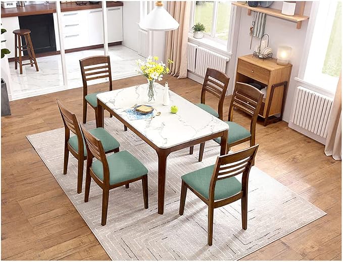 Fuloon Stretch Jacquard Chair Seat Covers Set of 4, Removable Washable Dining Chair Covers Anti-Dust Dining Room Chair Covers Seat Cushion Slipcovers (4, Dark Green)