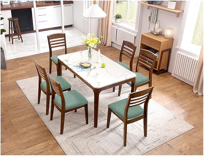 Fuloon Stretch Jacquard Chair Seat Covers Set of 6, Removable Washable Dining Chair Covers Anti-Dust Dining Room Chair Covers Seat Cushion Slipcovers (6, Dark Green)