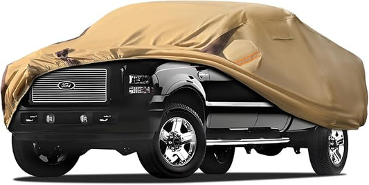 Car Cover Waterproof All Weather Compatible with F250/f350 1999-2024, Outdoor Heavy Duty Anti-UV Car Covers Rain Sun Snow Protection with Zipper and Windproof Buckle