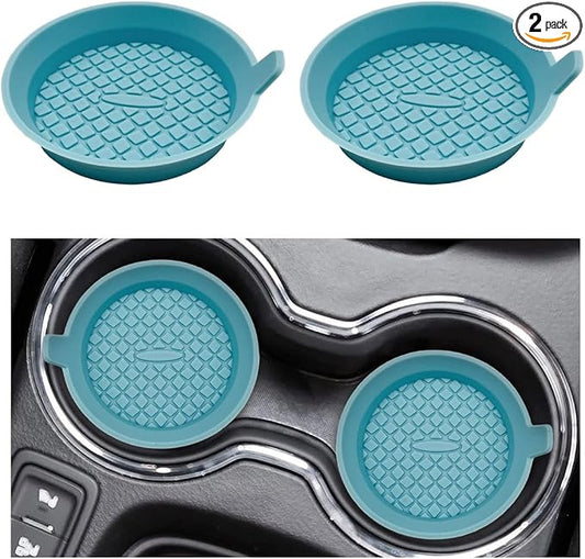 Ohleats 2 PCS Car Cup Coaster, 2.75 Inch Silicone Non-Slip Auto Cup Holder Insert Coasters, Universal Recessed Drink Cup Mat for Most Vehicles, Interior Decor Car Accessories (Ether)