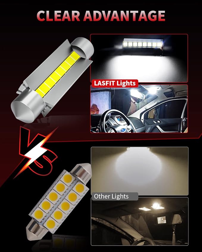 LASFIT 44mm LED Bulb Festoon 561 562 564 567 Bulb Canbus Error Free 400LM 6000K Extremely Bright Use for Trunk Cargo Light, License Plate Bulbs, Xenon White Upgraded(Pack of 2)