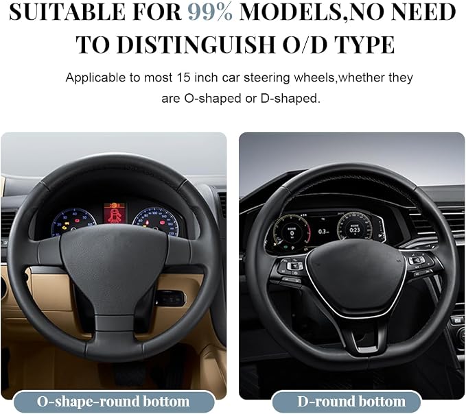Car Steering Wheel Cover, Breathable Comfort Grip Vehicle Steering Wheel Wrap with Inner Ring, Automotive Interior Protective Accessories, Universal Fit (Beige)