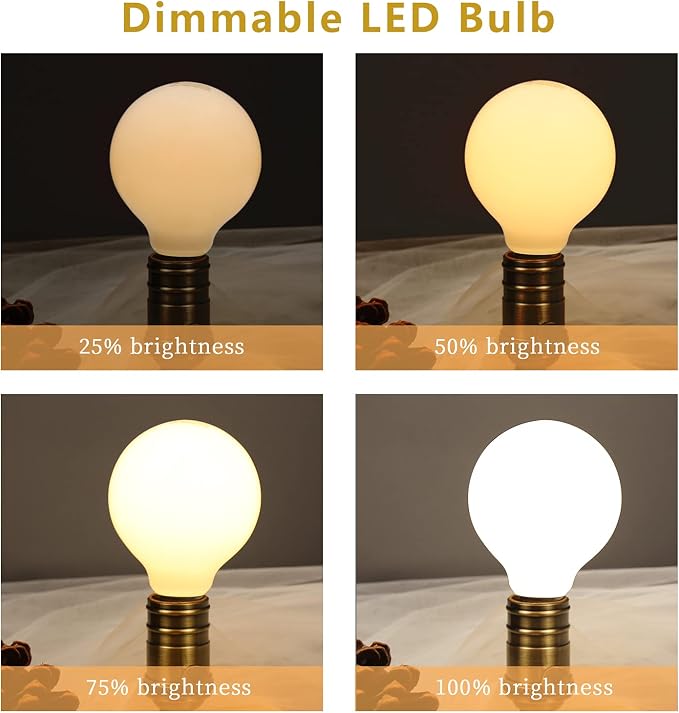 G25 LED Globe Light Bulbs, Dimmable 5W (40W Equivalent) LED Round Bathroom Bulbs, Warm White 2700K, 500LM, E26 Base, CRI90+ Decorative Glass Bulbs for Vanity Makeup Mirror Bedroom, 6 Pack