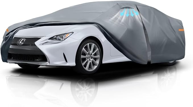 Waterproof Lexus RC(2014-2026) Car Cover with Breathable Vents, [Upgrade] Premium Covers with Cotton Liner and Zipper Door, Sun Rain Snow Dust Uv Protection.(Gift with Towel)