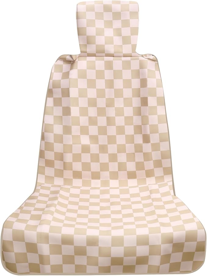 3tyto Universal Car Seat Covers, Waterproof Neoprene Seat Covers - Waterproof & Sweatproof, Machine Washable, Non-Slip Seat Protector for Car, Truck, SUV, Van (Checkered, 2 Pack)