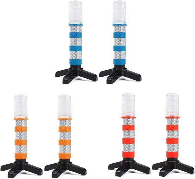 2pcs 3 in 1 LED Flashing Roadside Emergency Beacon Flares Kit Color 3 Colors 2X Multi-function LED Emergency Roadside Flares Magnetic Base Upright Stand