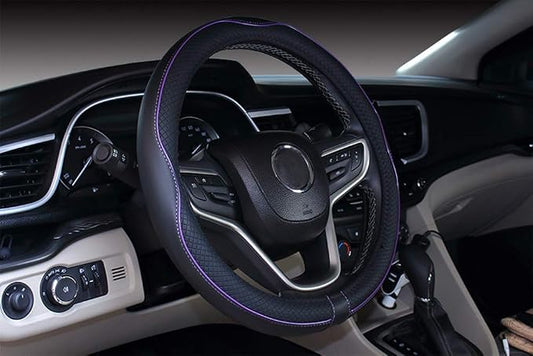 Mayco Bell Large Size Steering Wheel Cover Anti-Slip,Safety,Soft,Breathable,Durable,Full Surround,Comfortable Grip Microfiber Leather (15.5-16 inch, Black Purple)
