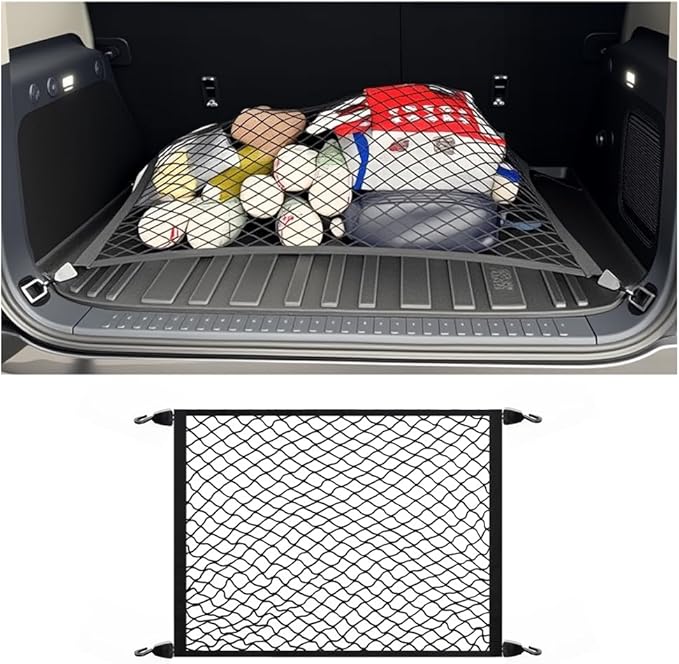 Cargo Net for SUV,Upgraded Highly Elastic Truck Cargo Net with Trunk Net Hooks - Stretch to 49.2"x43",Premium Truck Bed Netting for Cargo for Car Organizer and Storage (27.5"x19.6")