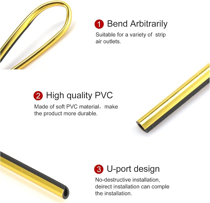 LivTee 20 Pieces Car Air Conditioner Decoration Strip for Vent Outlet, Universal Waterproof Bendable Air Vent Outlet Trim Decoration, Car Interior Accessories (Gold)