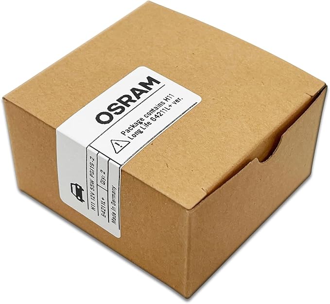 OSRAM H11 OEM Original Standard Halogen Headlight Bulbs 12V 55W 64211L+ (Long Life) Made in Germany | Pack of 2 | Long Life, 3200K, 12V, 55W, PGJ19-2 Base, Made in Germany