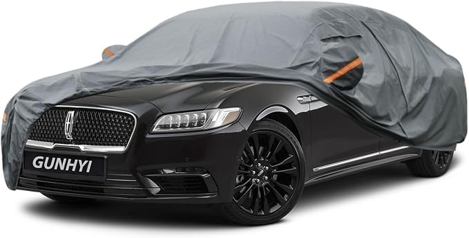 GUNHYI Premium Car Cover Custom Fit Lincoln Continental, 16 Layers Heavy Duty Car Cover Waterproof All Weather with Zipper Door for Sun Rain Snow Dust Uv Protection